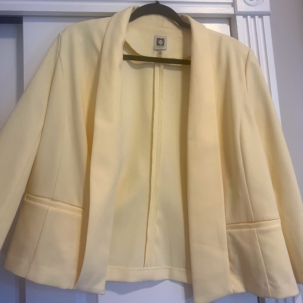 Anne Klein womens workwear pale yellow blazer